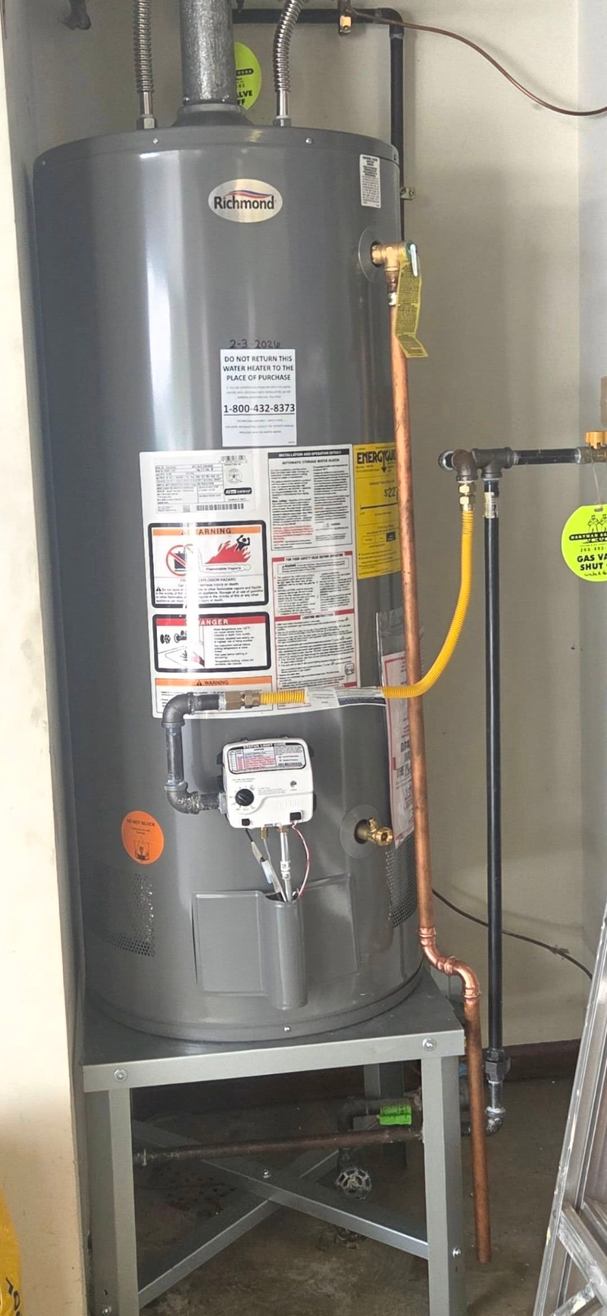 Gas water heater installation completed by Three Rivers Plumbing